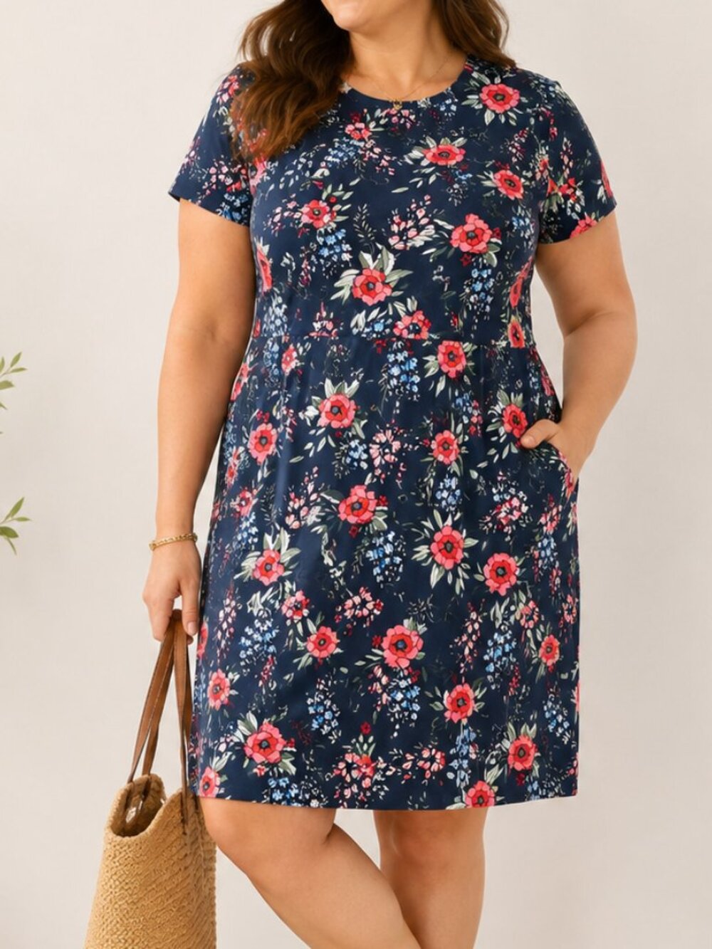 Lands End Floral Ponte Knit Dress